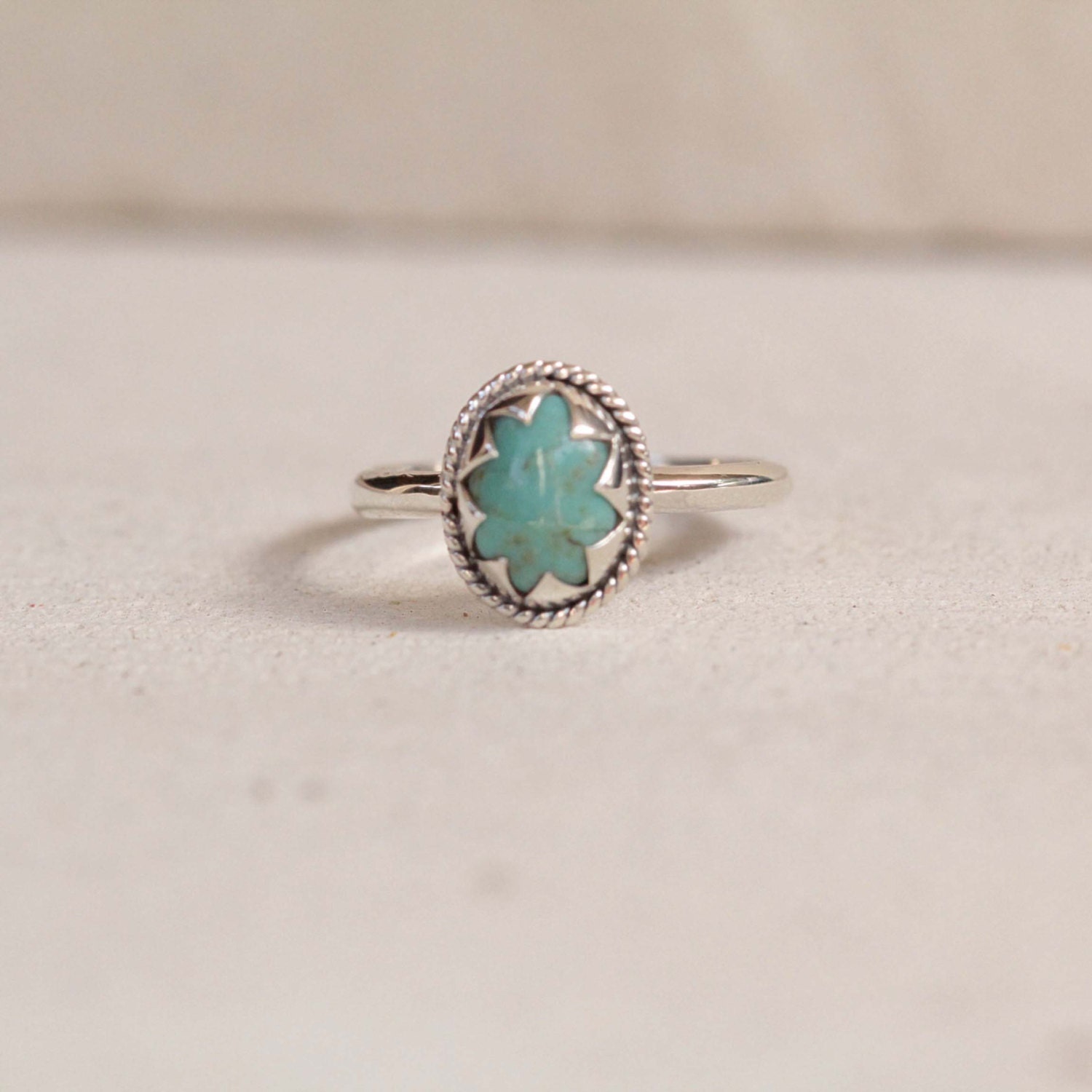 Simple Turquoise Sterling Silver Ring Star Ring Gemstone