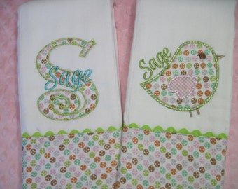 Personalized Baby Girl Burp Cloths