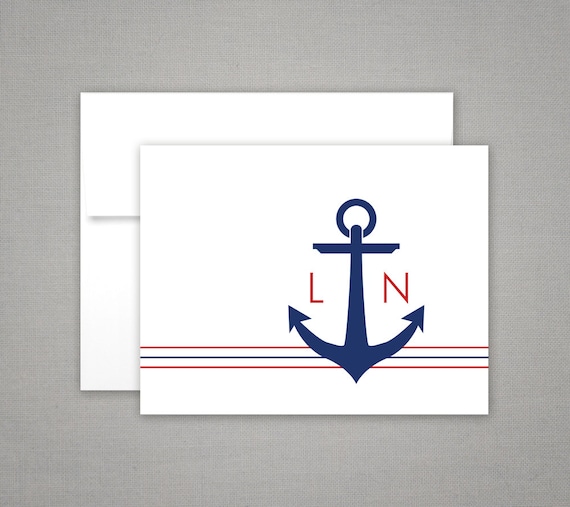Personalized Stationery Nautical Monogram Anchor