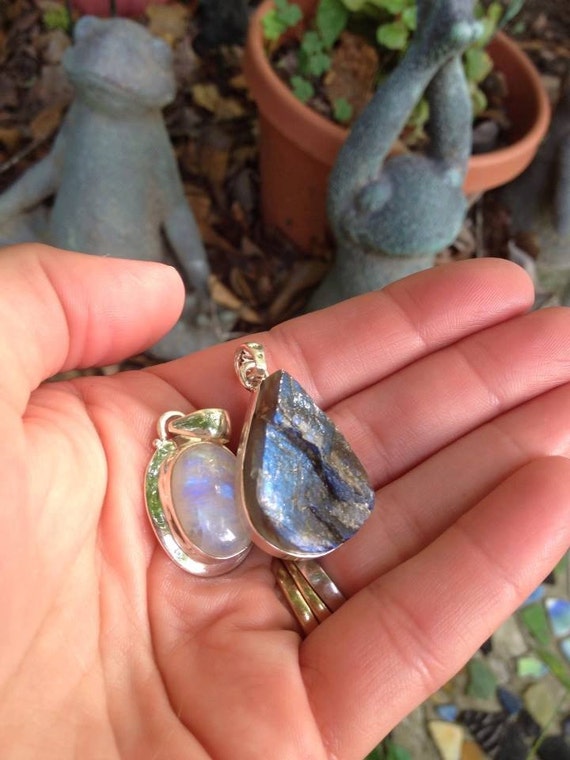 Labradorite and Rainbow Moonstone Necklace Duo ~ infused with Love and Reiki Healing