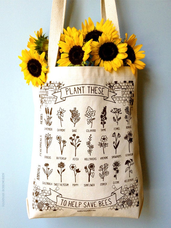 Plant These To Help Save Bees Eco Friendly Tote By