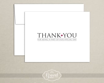 Wedding Thank You Card - Thank You for Being A Part of Our Special Day - Wedding Vendor - Planner - Florist - DJ - Band - Caterer
