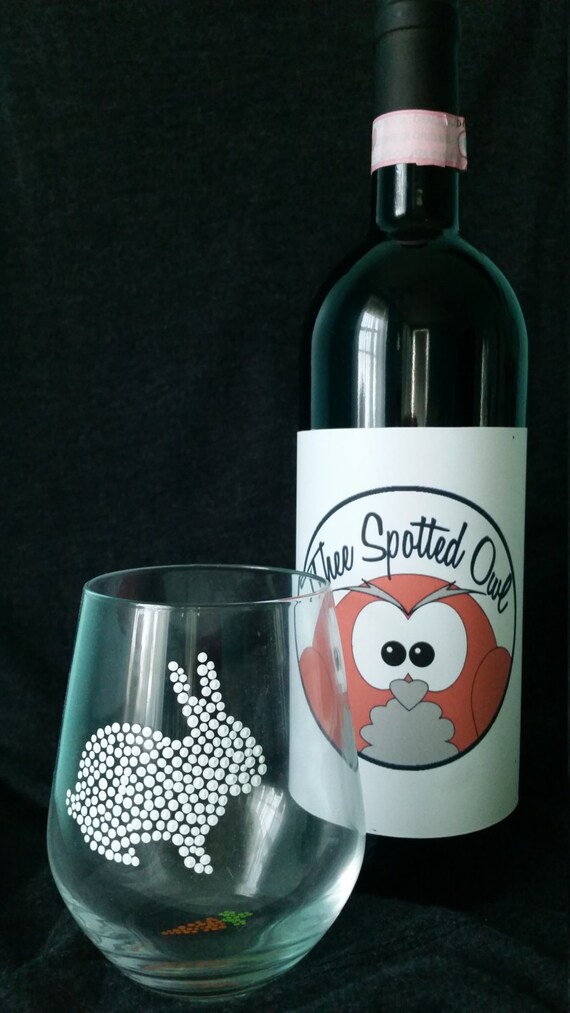 Bunny Wine Glasses Great for Easter and Spring by TheeSpottedOwl