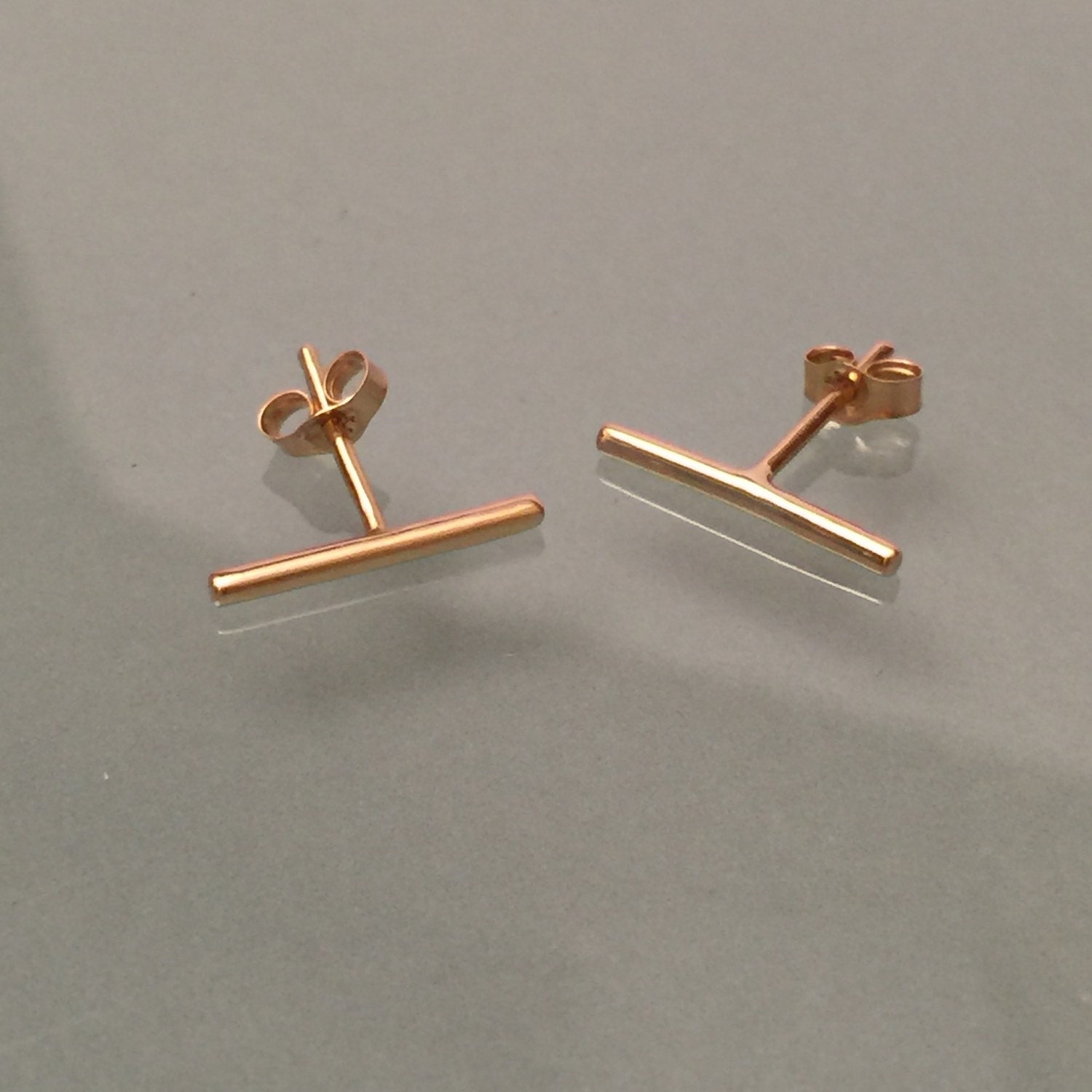Bar Earrings14K Solid Gold Bar Earring Solid by EllynBlueJewelry