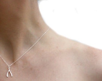 wishbone necklace / mothers day gift for wife / wishbone jewelry / sterling silver wishbone necklace / wishbone charm / make a wish