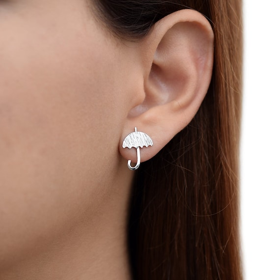 Pair of umbrella earring studs gift for women hypoallergenic