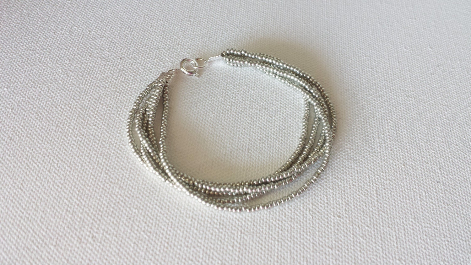 Silver Beaded Bracelet Multistrand Bracelet By StephanieMartinCo