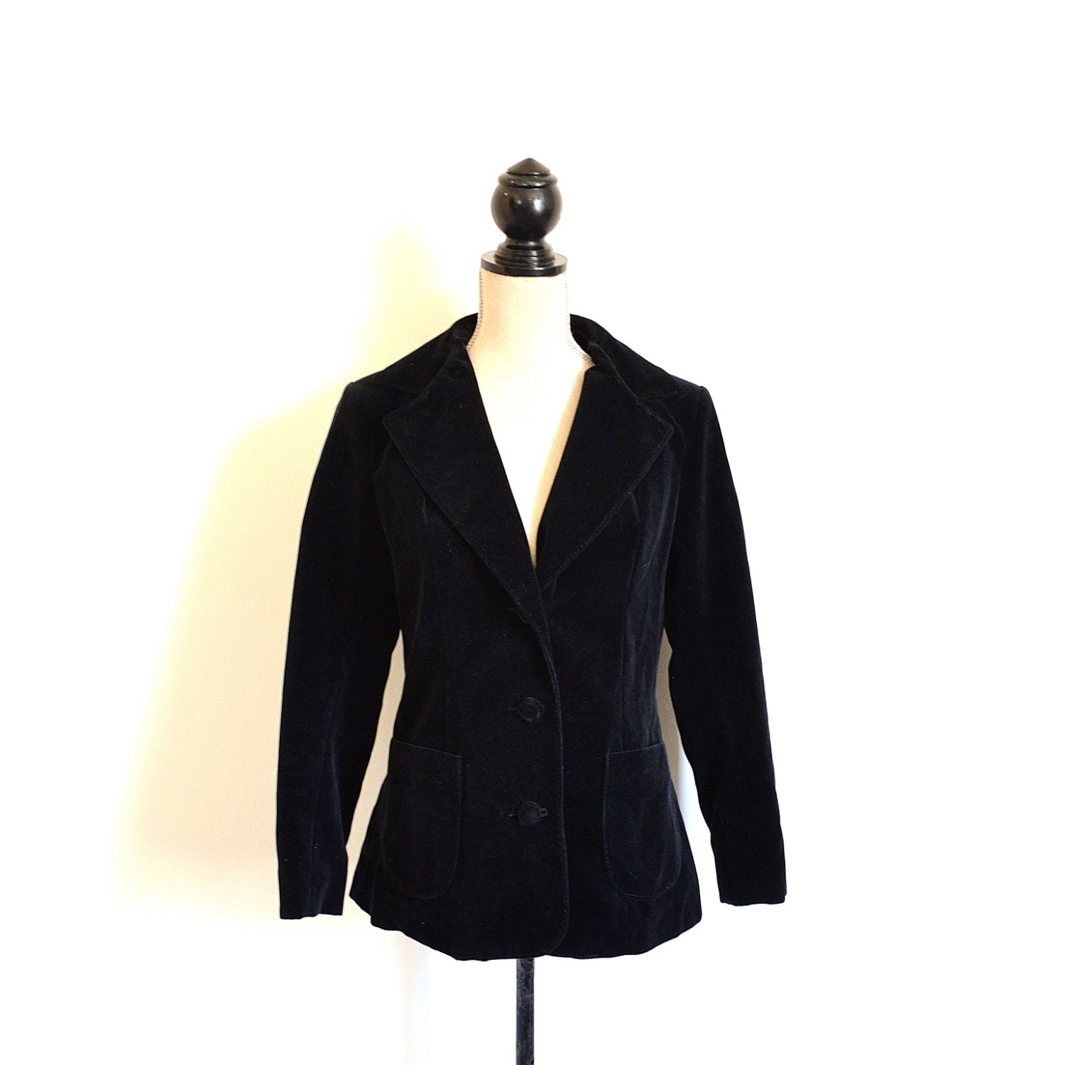 Vintage Velvet Blazer 70s Fitted Velvet Suit Coat Boho