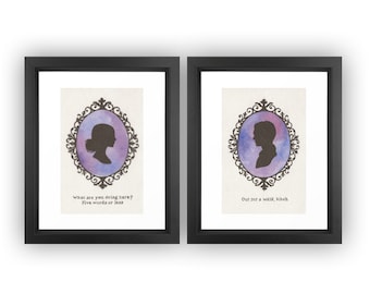 Buffy & Spike, Buffy the Vampire Slayer Inspired 6 X 4 Cameo Prints. Artwork by Jade Jones