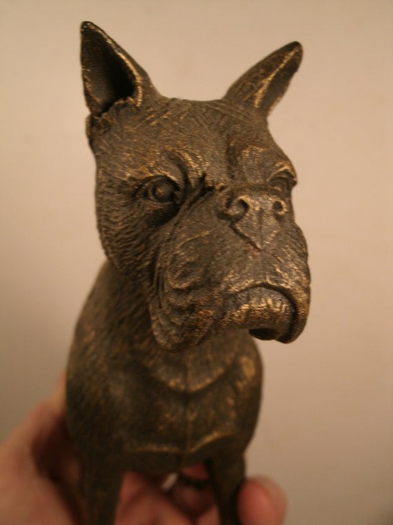 metal boxer dog statue