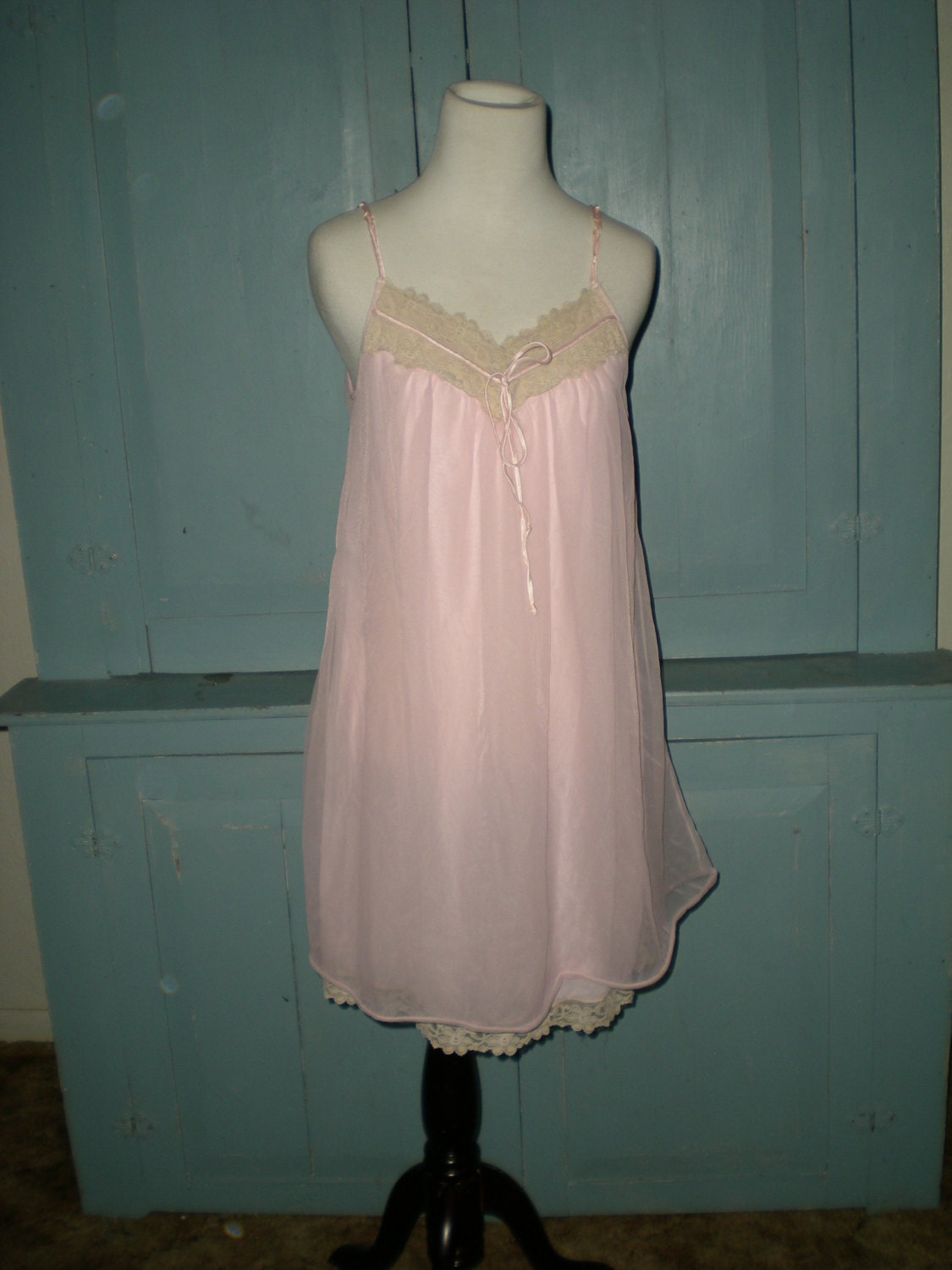 Vintage 60s Chiffon Babydoll Nightgown & Peignoir Set By EastAlice