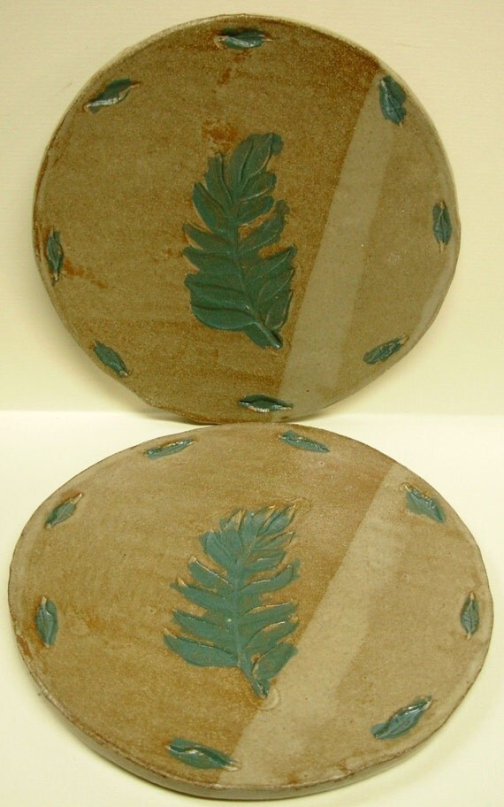 Leaf Pottery Trivets Stoneware Decorative by Snowyowltreasures