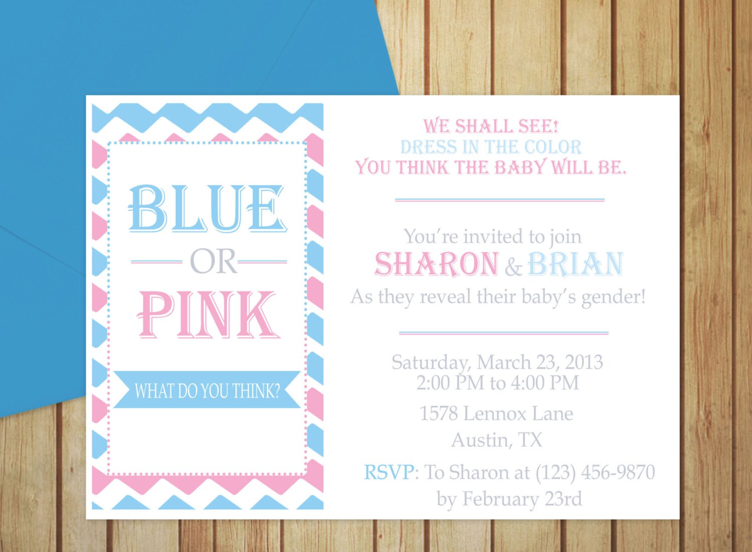 Printable Gender Reveal Invitation Editable Template