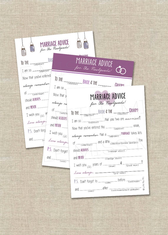 Printable Mad-lib Bridal Shower games // PURPLE