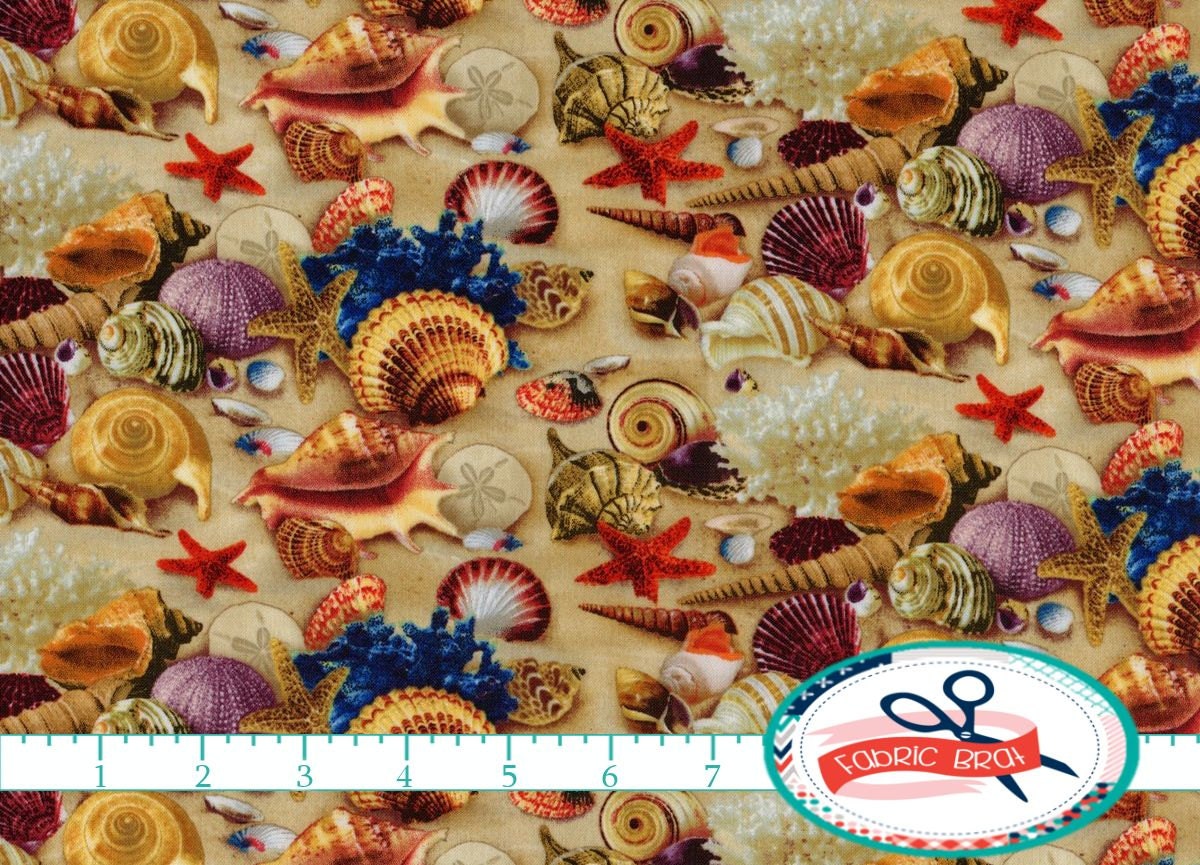 SANDY BEACH Fabric by the Yard Fat Quarter Landscape Fabric