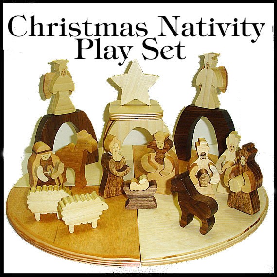Christmas Nativity Wooden Playset Wood Tones by ThePuzzledOne