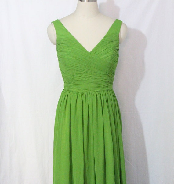 Items similar to Green Long Bridesmaid Dress V-neck Chiffon Bridesmaid ...