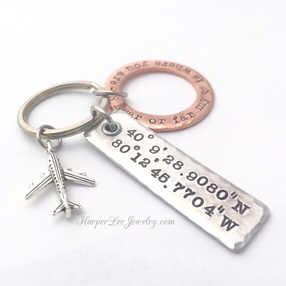 GPS Key Chain Longitude/Latitude Key Ring Father's Day