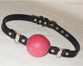 Heart Ring Faux Leather Ball Gag with Red Ball