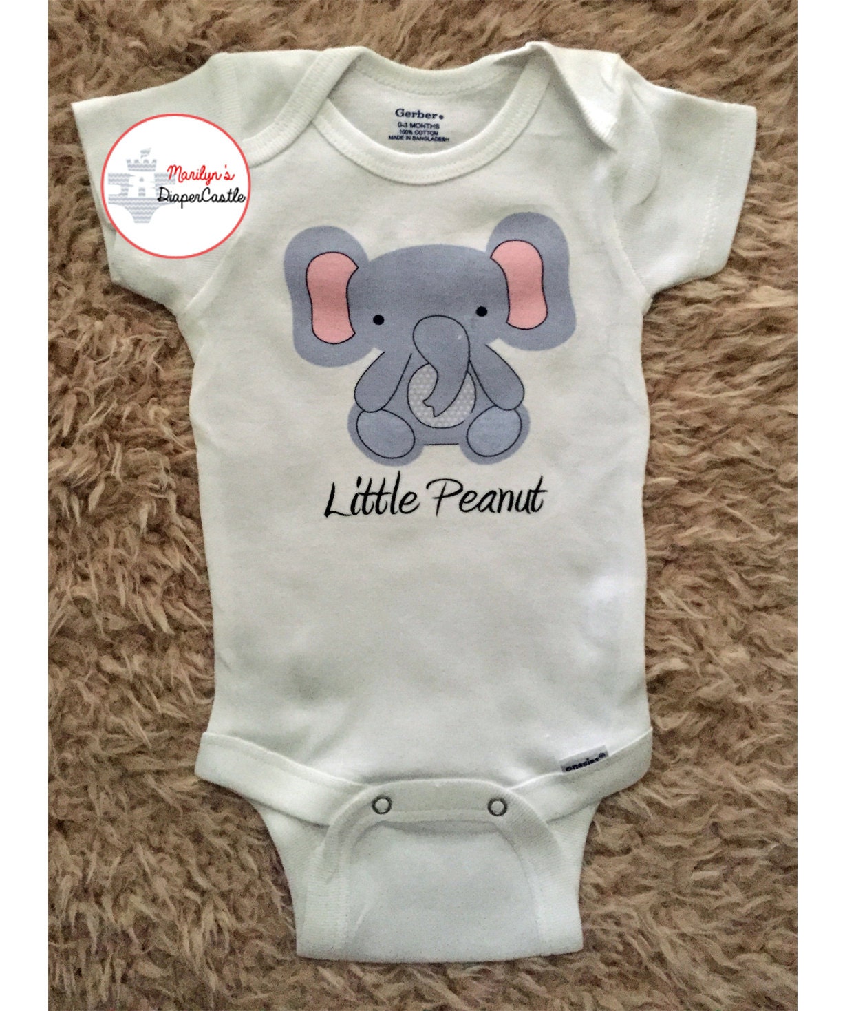 Little Peanut Elephant Onesie Animal Onesie Baby Elephant