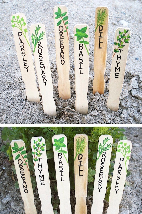 Handmade Herb Markers Set Herb Signs Plant by SaraGourleyArt