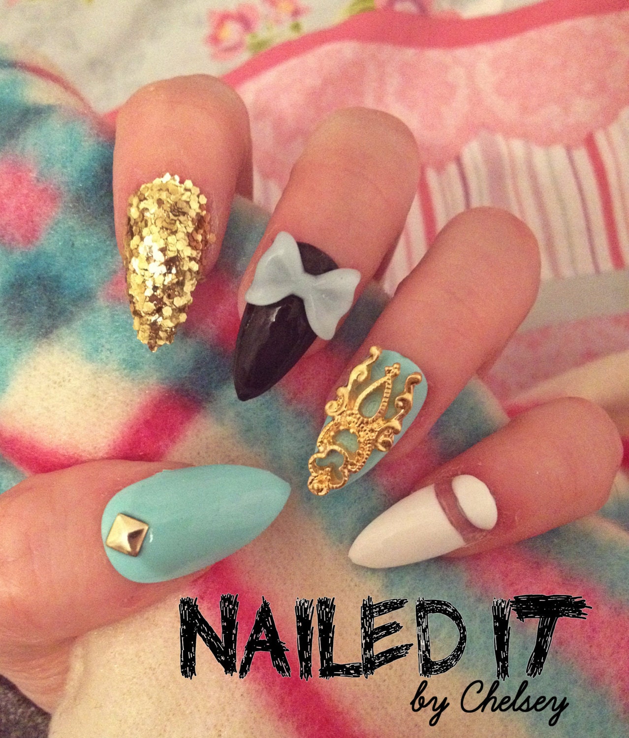 NAILED IT Hand painted false nails Baby by NailedItByChelsey