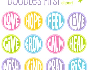 Inspirational Words Collage Sheets for Scrapbooking Card Making Cupcake Toppers Paper Crafts Digital Collage Sheet