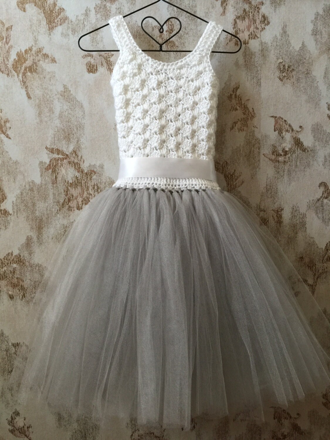 Flower girl dress crochet tutu dress toddler dress baby by Qt2t