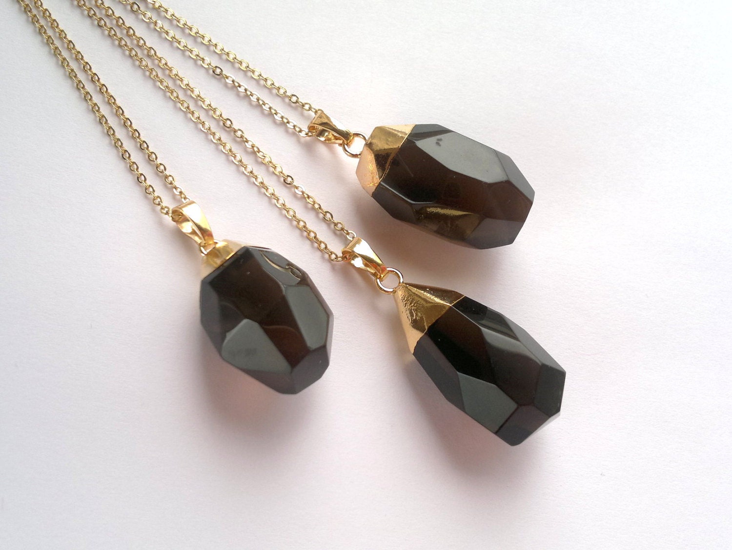 Gold Dipped Smoky Quartz Crystal Necklace Stone by SinusFinnicus