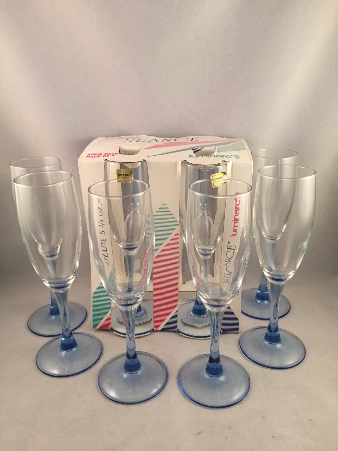 Vintage Luminarc Light Blue Wine Glasses Set Of 10 Haute Juice