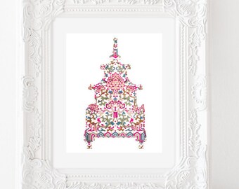 Pink Pagoda Chinoiserie Printable Art Print to Print Yourself!