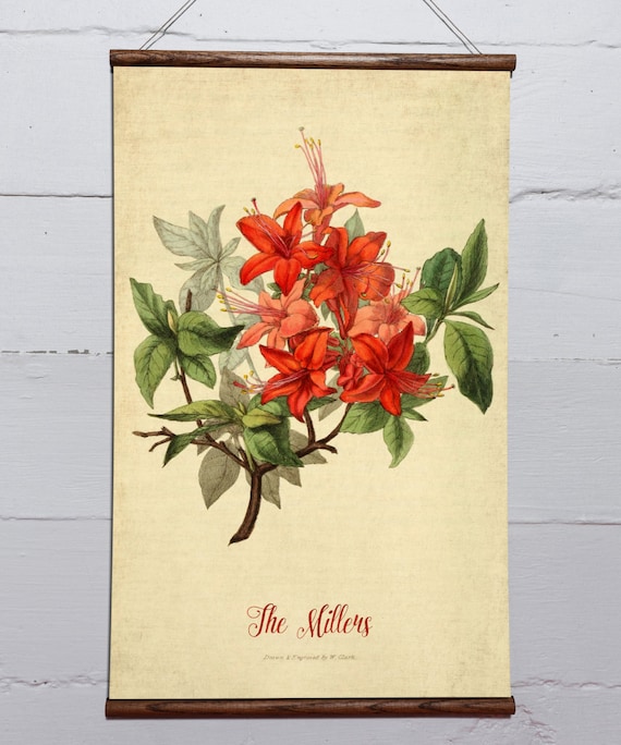 Vintage Floral Canvas ScrollPersonalized Wall by BirdRowPrints
