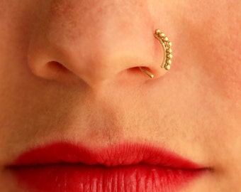 Gold Nose Ring, Indian Nose Ring, Nose Ring, Unique Nose Ring, Piercing Jewelry, Nose Hoop, Piercing Nose, Nose ring, Solid Gold Nose Ring