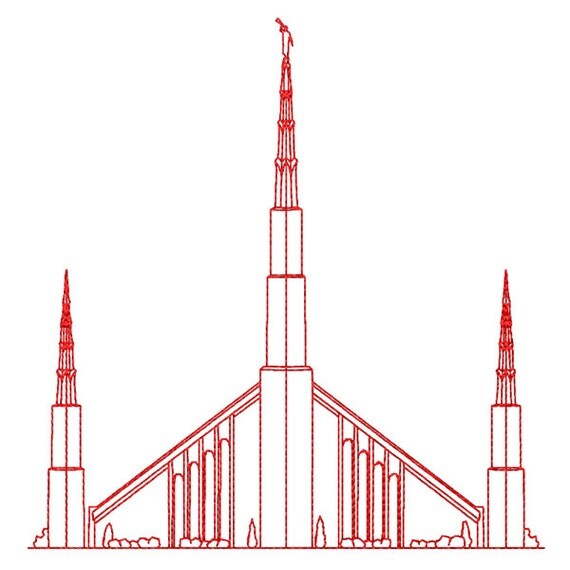 Boise Idaho LDS Temple Redwork Embroidery Design digital