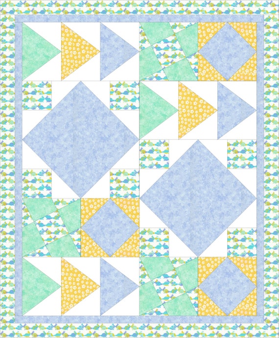 Download Modern baby quilt PDF pattern Boy-Girl Pastels