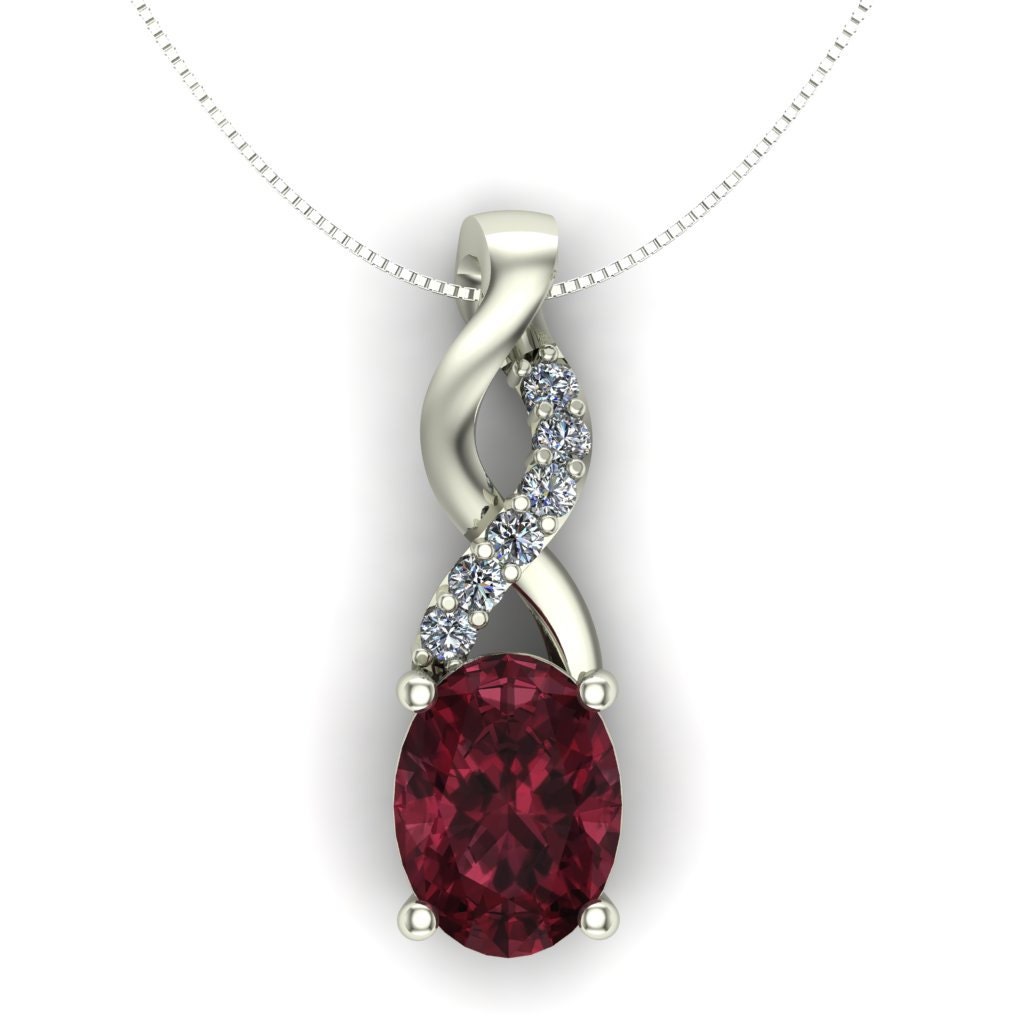 Rhodolite Garnet Pendant Oval Diamond by CharlesBabbDesigns