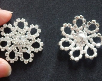 2 large diamante crystal buttons rhinestone embellishment cluster sewing UK 23mm