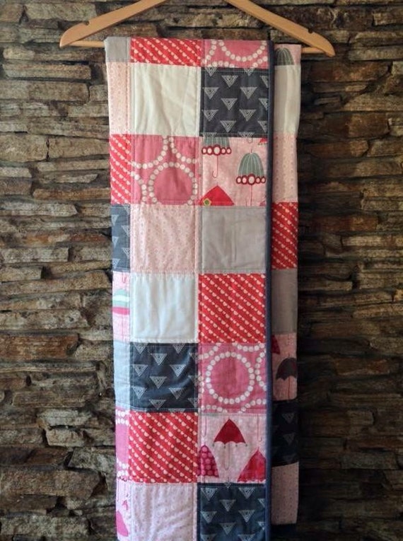 Modern Baby Quilt Baby Girl Umbrella Quilt Girl Quilt