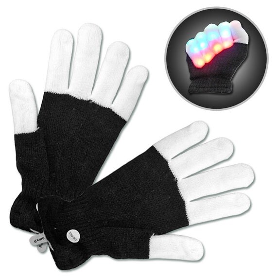 1 pair LED Gloves with Red/Green/Blue Lights on the Fingers