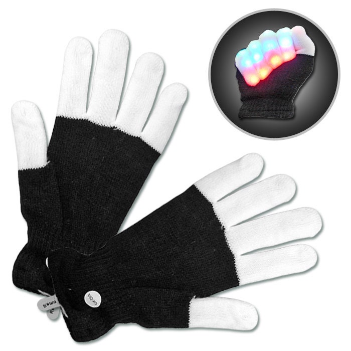 1 pair LED Gloves with Red/Green/Blue Lights on the Fingers