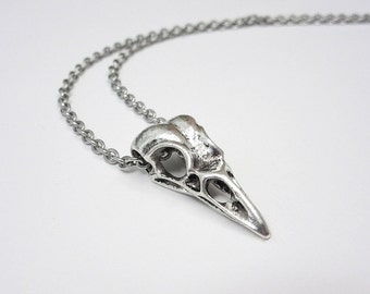 Bird skull necklace for men, raven skull necklace, crow skull necklace, skull pendant necklace, steampunk necklace, steampunk jewelry