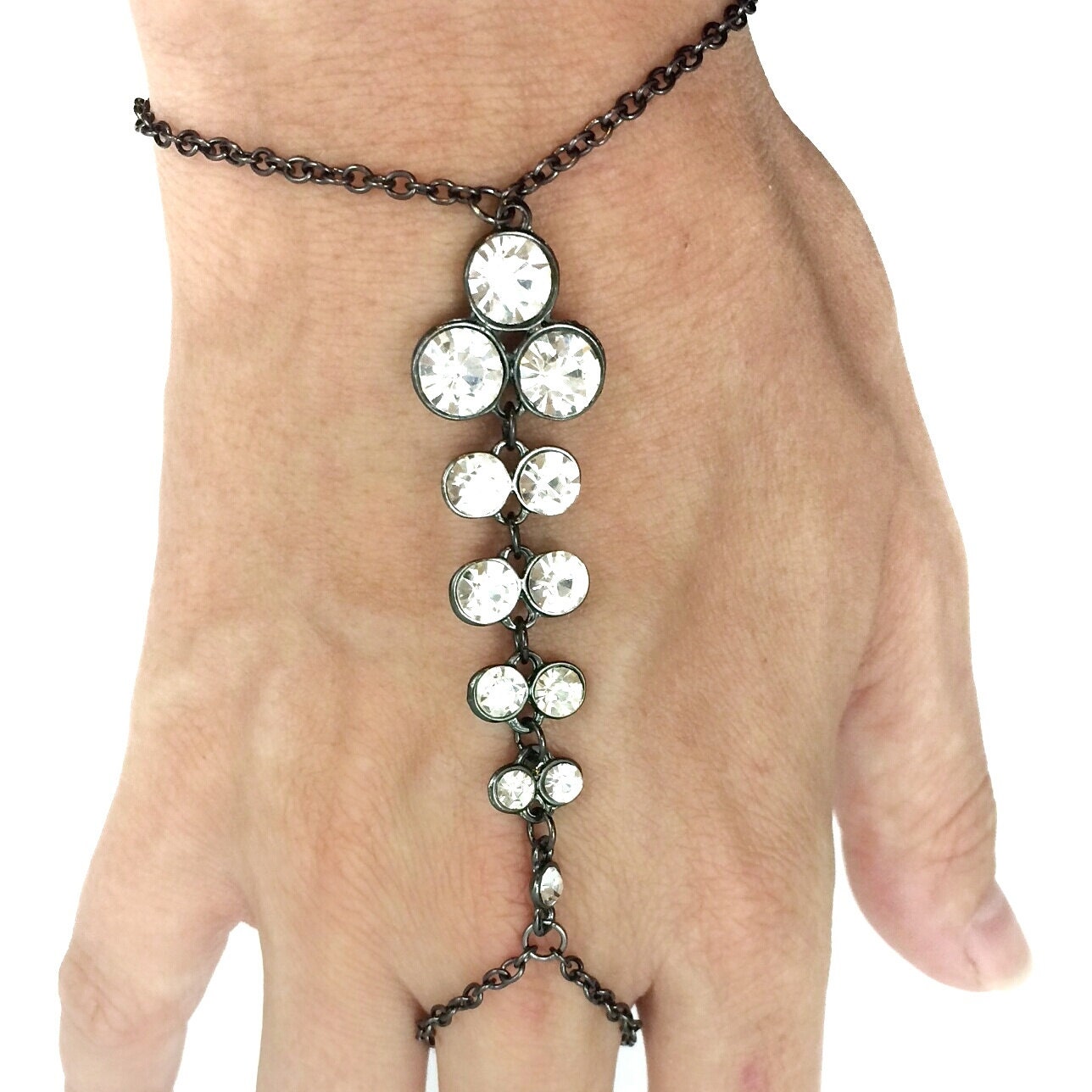 Slave bracelet / hand chain / black chain by DefiantJewelry