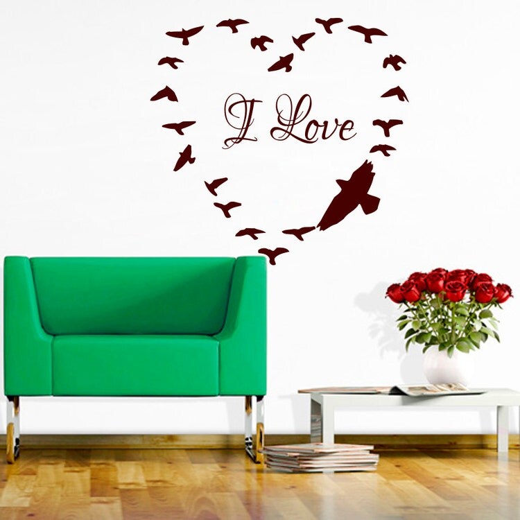 Wall Decals I Love Quote Decal Vinyl Sticker Bird by CozyDecal