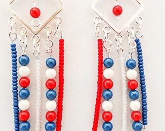 4TH OF JULY earrings, Memorial Day, Flag Day, red white blue earrings, patriotic earrings, patriotic jewelry, red white blue - 0780