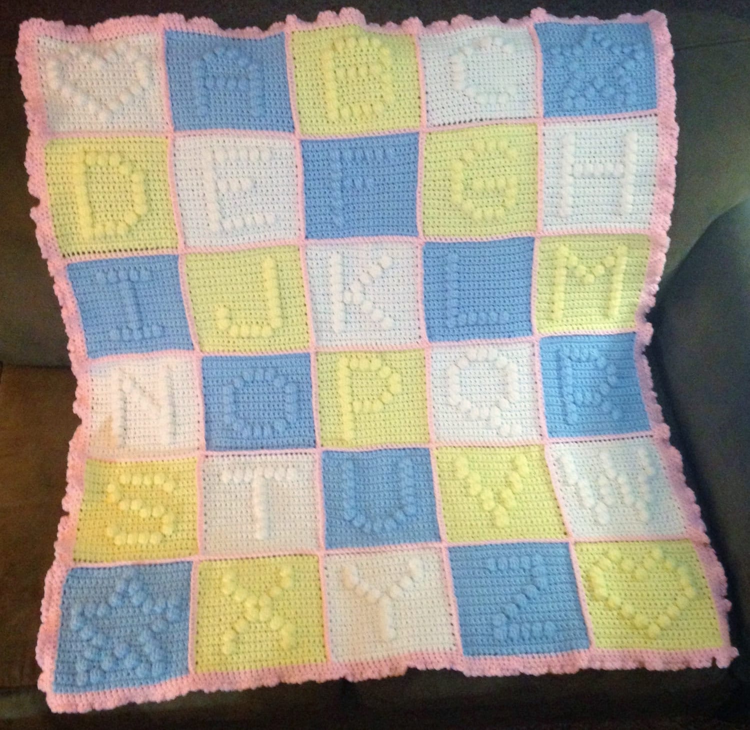 abc afghan baby blanket ABC Blanket // // Alphabet by HMKHandmade Blanket Baby Crochet