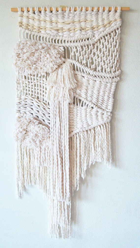 White macrame wallhanging by RanranDesign on Etsy