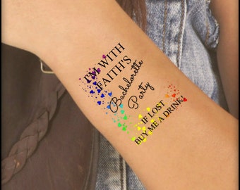 Temporary Tattoo 7 LGBT Rainbow Bachelorette Party Lesbian Wedding Wrist Tattoos Thin Durable One Free Bride Tattoo