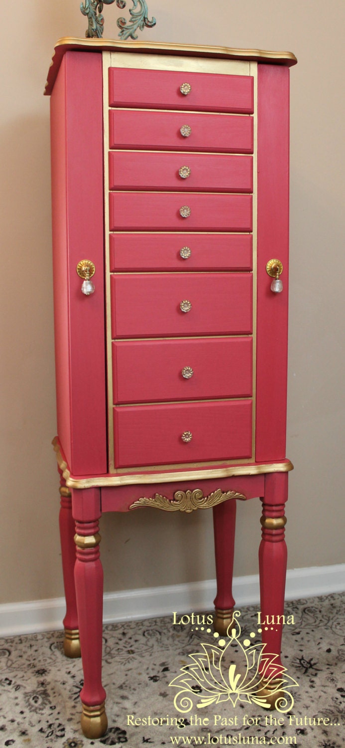 Etlingera Coral French Provincial Jewelry Armoire with Mirror