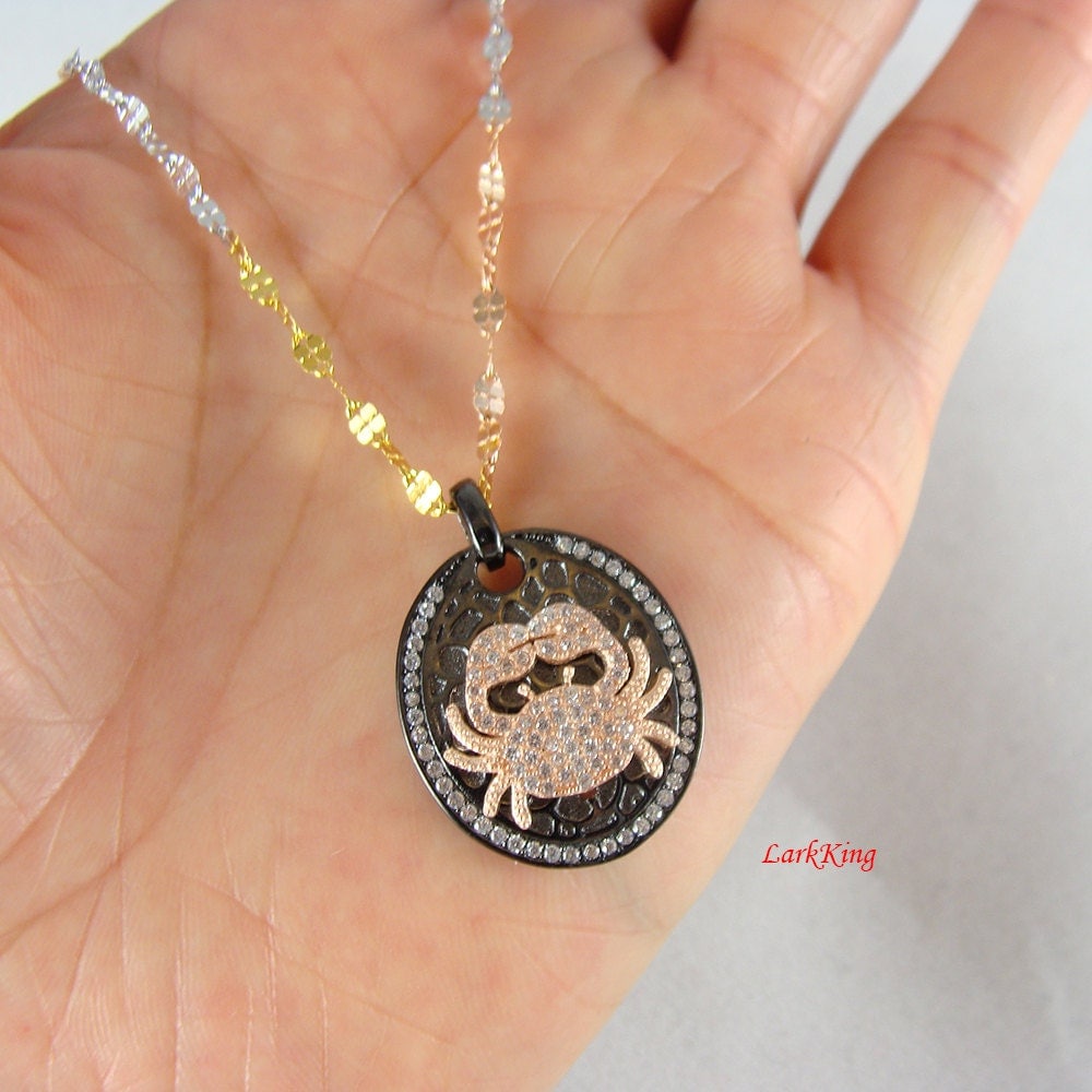 Sterling silver crab necklace cancer necklace zodiac