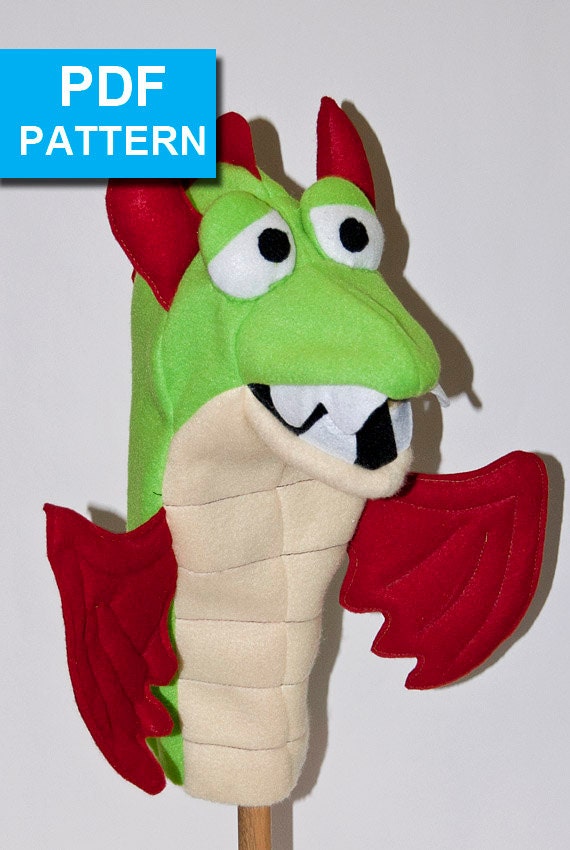 Dual Color Dragon Hand Puppet Pattern with by TheTucsonPuppetLady